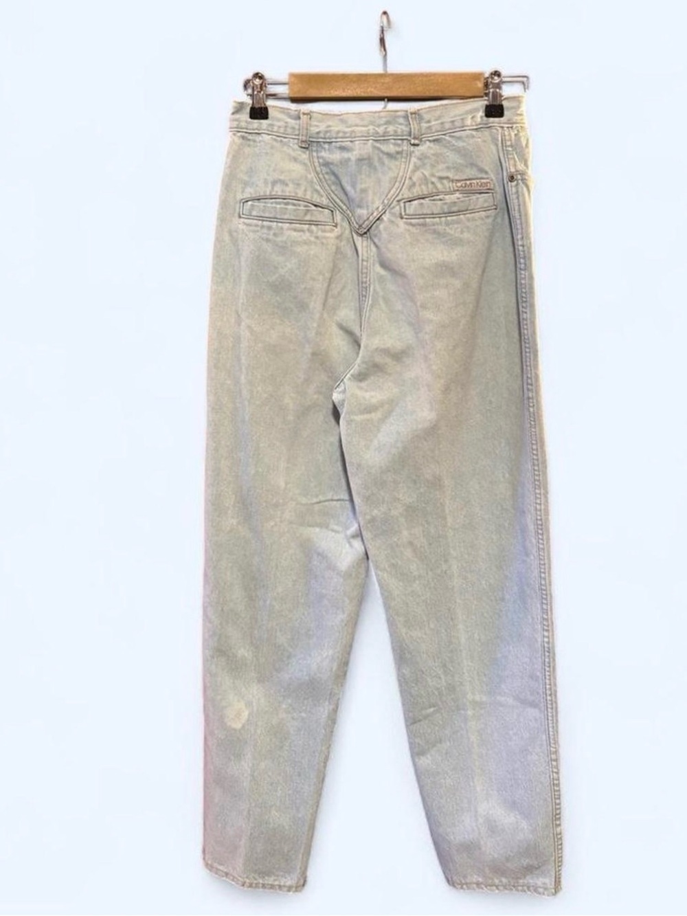 Vintage 90s Calvin Klein Trouser Jeans Pleated High Rise Tapered Light Wash 12
